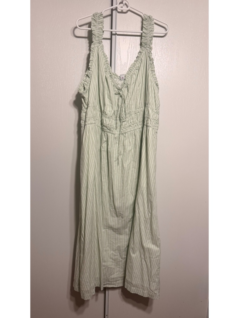 Old Navy Women’s 3X Green Stripe Sleeveless Midi Dress Pockets NWT Cotton